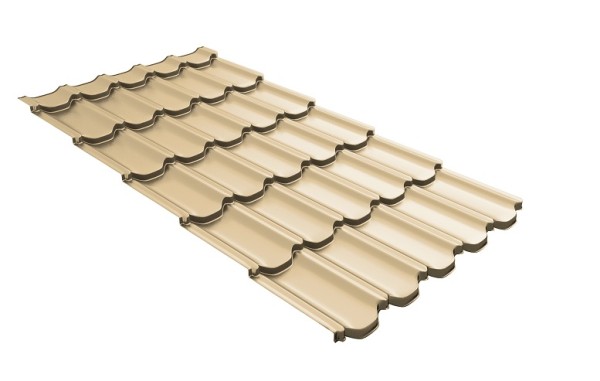 Металлочерепица квинта плюс с 3D резом 0,45 PE RAL 1014 слоновая кость купить в Гагарине