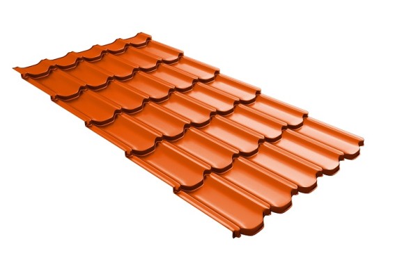 Металлочерепица квинта плюс с 3D резом 0,45 PE RAL 2004 оранжевый купить в Гагарине