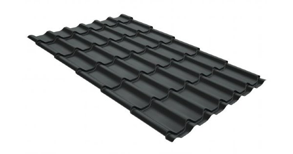 Металлочерепица классик GL 0,5 GreenCoat Pural RR 23 темно-серый (RAL 7024 мокрый асфальт) купить в Гагарине