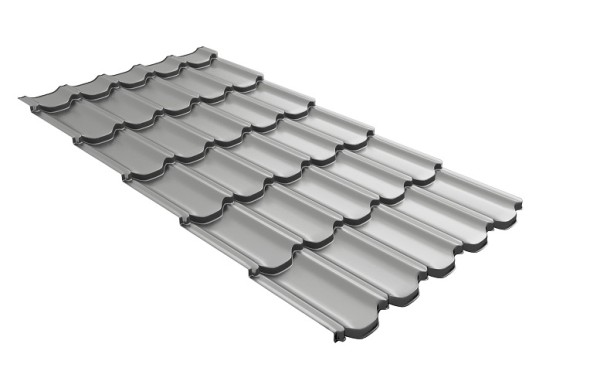 Металлочерепица квинта плюс с 3D резом 0,45 PE RAL 9006 бело-алюминиевый купить в Гагарине