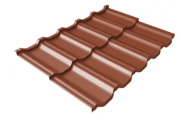 Металлочерепица модульная Квинта Uno Grand Line c 3D резом 0,45 PE RAL 8004 терракота купить в Гагарине