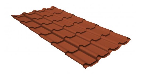 Металлочерепица камея GL 0,5 GreenCoat Pural RR 750 кирпично-красный (RAL 8004 терракота) купить в Гагарине
