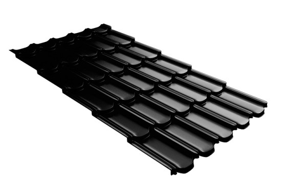 Металлочерепица квинта плюс с 3D резом 0,5 GreenСoat Pural Matt RR 33 черный (RAL 9005 черный) купить в Гагарине