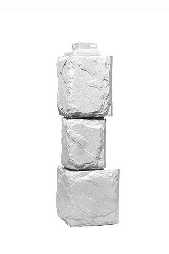 Угол наружный «Камень крупный»  Мелованный белый купить в Гагарине