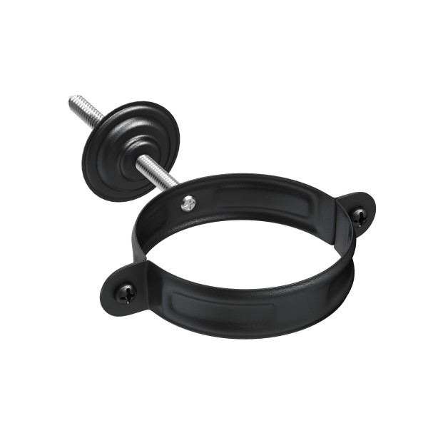 Водосток Aquasistem, система 125x90 - Комплект крепления трубы RAL 9005 Чёрный купить в Гагарине