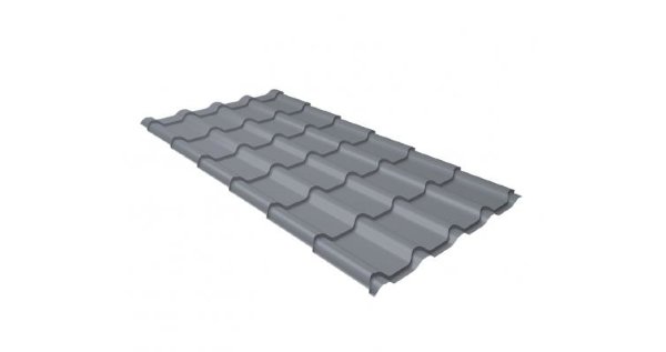 Металлочерепица камея 0,45 PE RAL 9006 бело-алюминиевый купить в Гагарине